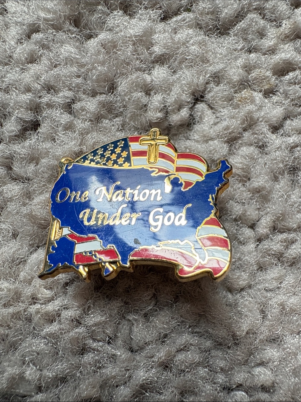 Patriotic 'One Nation Under God' Enamel Pin - Blue, Red, White